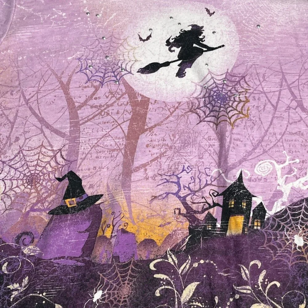 i.b. diffusion y2k Purple Witch 3/4 Sleeve Shirt Halloween Whimsygoth sz XL